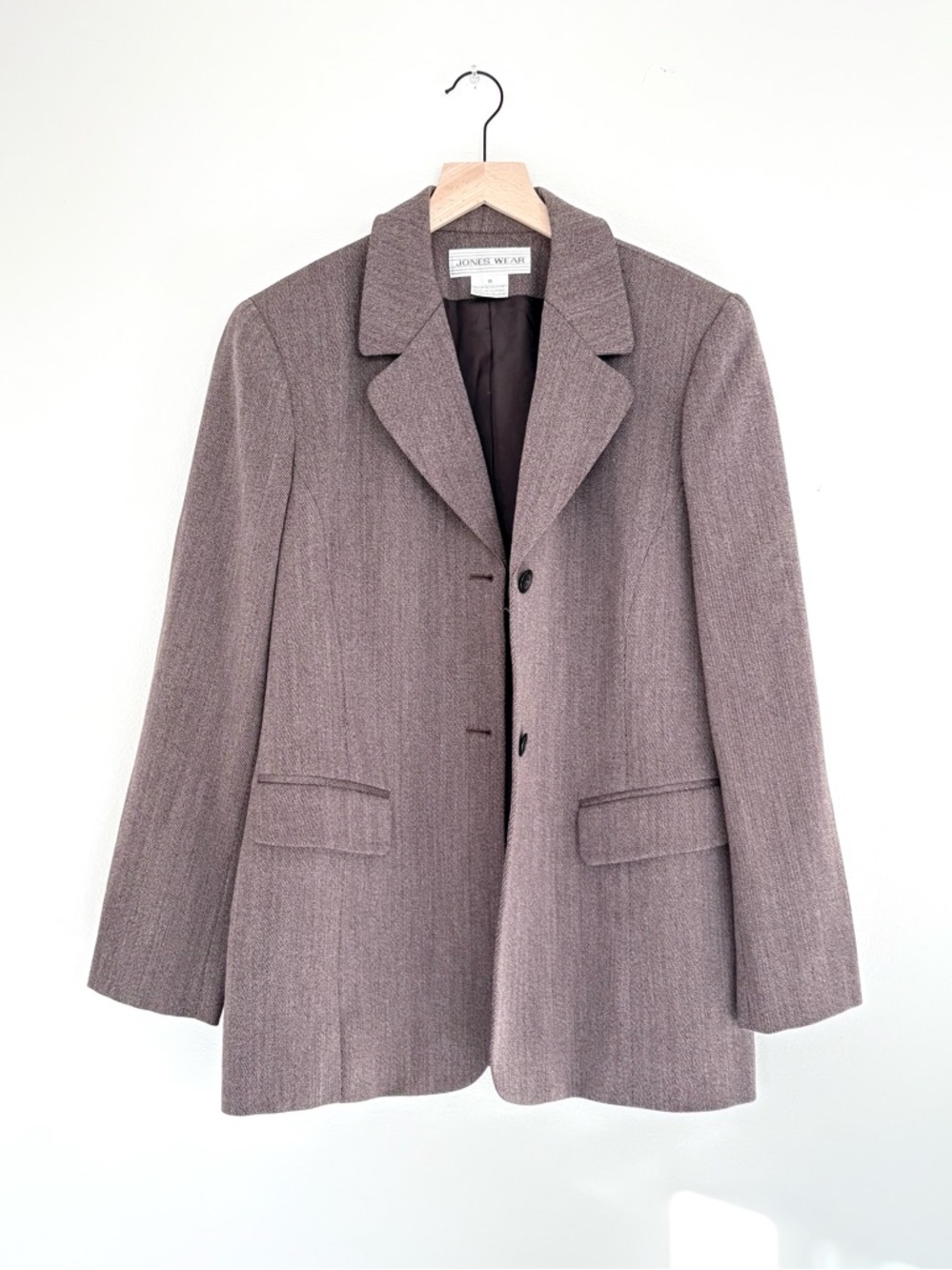 90s taupe wool blazer - brown pinstripe joneswear 8 oversized like new